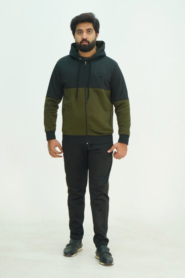 GRACEROBE BLACK & OLIVE GREEN HOODIE UNISEX ESSENTIAL TRACKSUITE